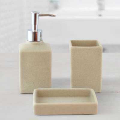 Набор для ванной «Beige rose» (диспенсер, стакан, мыльница)