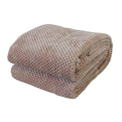 Плед велсофт "Вафля, бежевый", 100% полиэстер 200*220 см, 260 г/м, п/э пакет