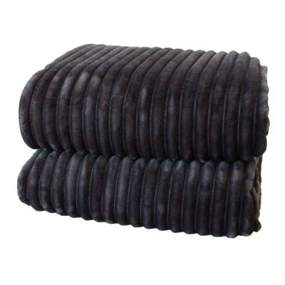 Плед велсофт "Полоски, графит", 100% полиэстер 200*220 см, 260 г/м, п/э пакет